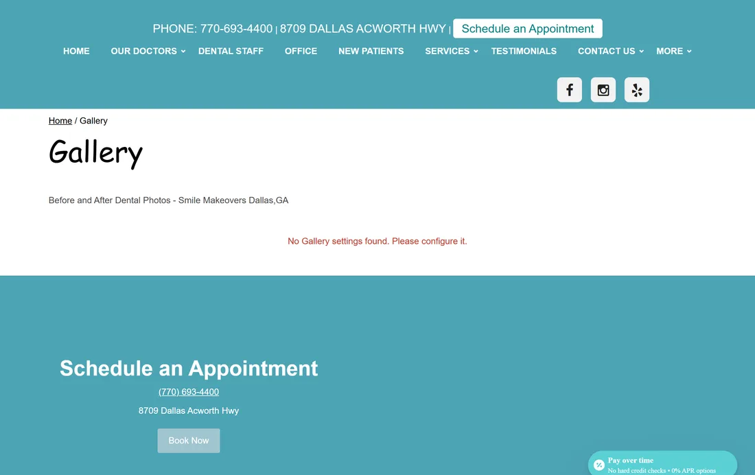 Current gallery page showing an error