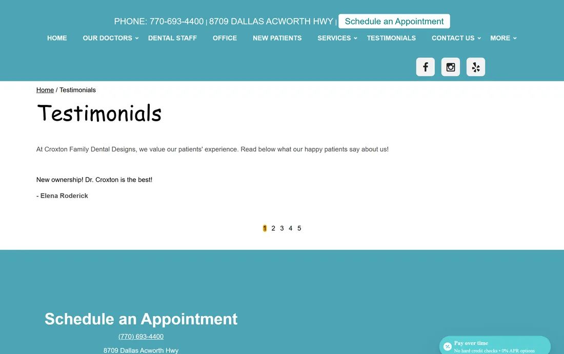 Current testimonials page